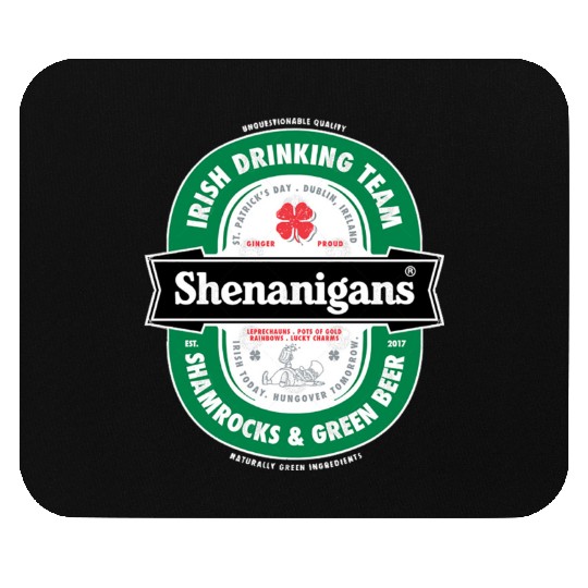Saint Patrick s Day Shenanigans Beer Label Mouse Pads