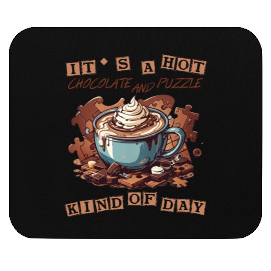 cute it hot chocolate and puzzle kind of day retro Mouse Pads