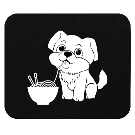 Cute Dog Eating Ramen Mouse Pads
