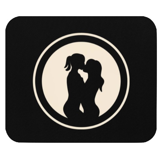 Silhouette of Lesbian Couple Mouse Pads