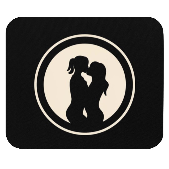 Silhouette of Lesbian Couple Mouse Pads
