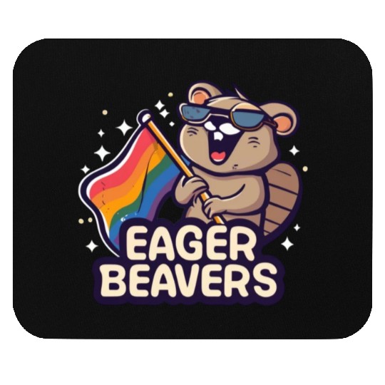 Eager Beavers with Pride LGBT Flag Mouse Pads