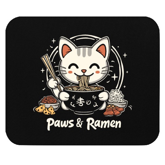 Funny Cat Paws and Ramen Kawai Mouse Pads