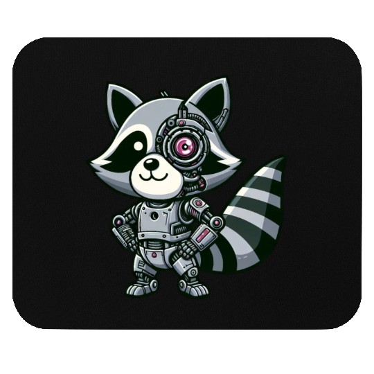 Cool Raccoon Robot Mouse Pads