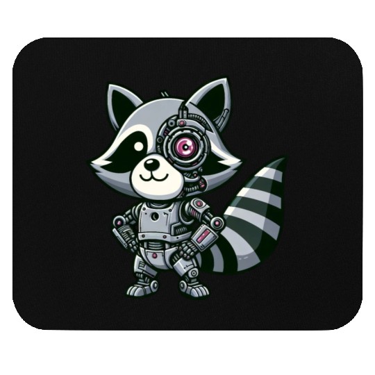 Cool Raccoon Robot Mouse Pads