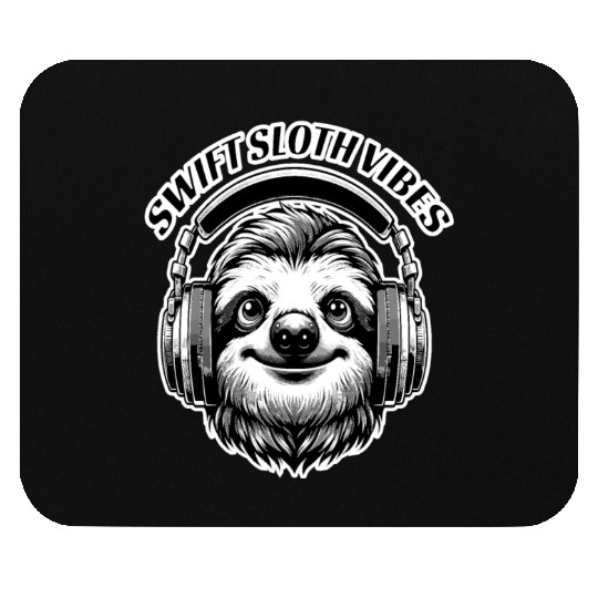 Swift Sloth Vibes, Chill Beats Music Lover Mouse Pads