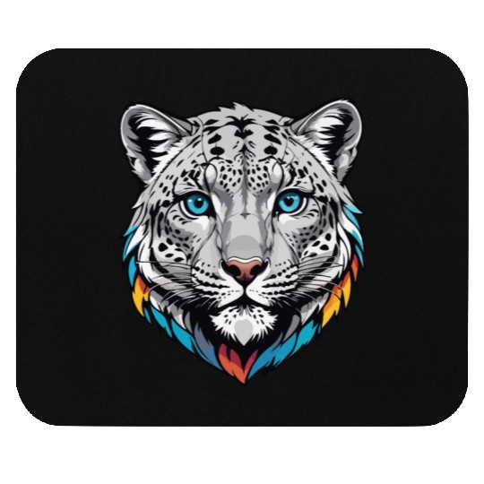 Majestic Snow Leopard Portrait - Exotic Wildlife Mouse Pads