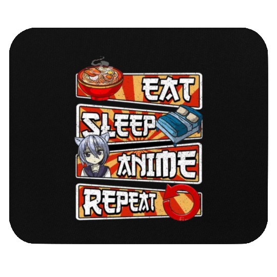 eat sleep anime repeat cute lovers obsessed Mouse Pads