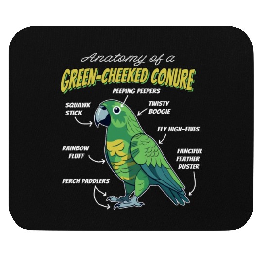 Green Cheeked Conure Anatomy Mouse Pads