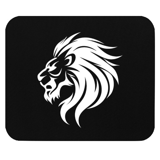 Angry Lion Head Tattoo Style Waving Mane Mouse Pads