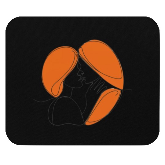 Elegant Lesbian Couple Kissing Line Drawing Mouse Pads