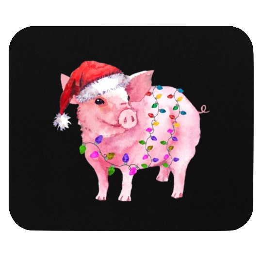 Pig Christmas Light Mouse Pads