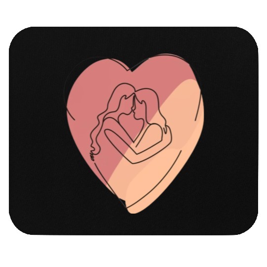 Lesbian Couple in Heart Mouse Pads
