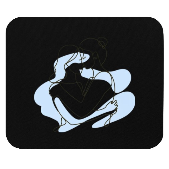 Abstract Line Art Lesbian Couple Mouse Pads