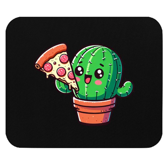 Cute Cactus Pizza Comic Mouse Pads