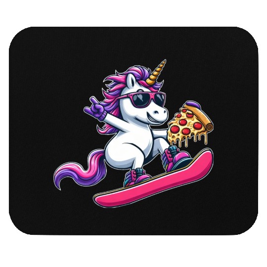 Unicorn Snowboarder Pizza Cool Mouse Pads