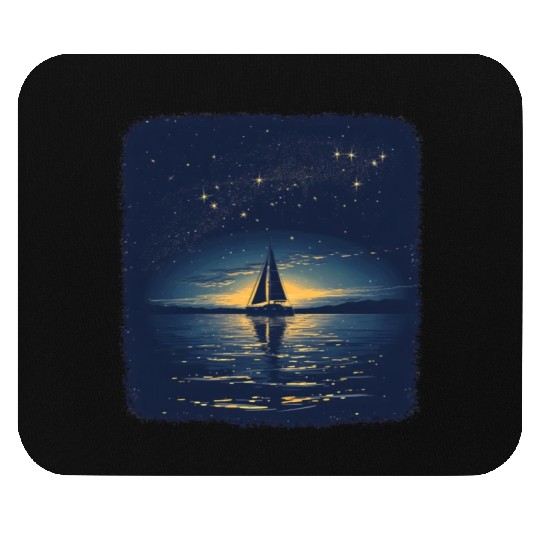 Starry Night Sailing Catamaran Mouse Pads