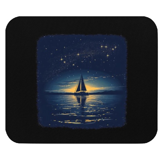 Starry Night Sailing Catamaran Mouse Pads