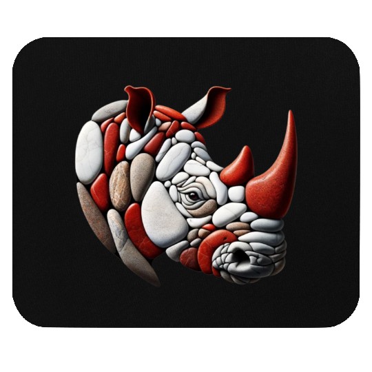 Rustic Terra Rhinoceros Pebble Art Piece Mouse Pads