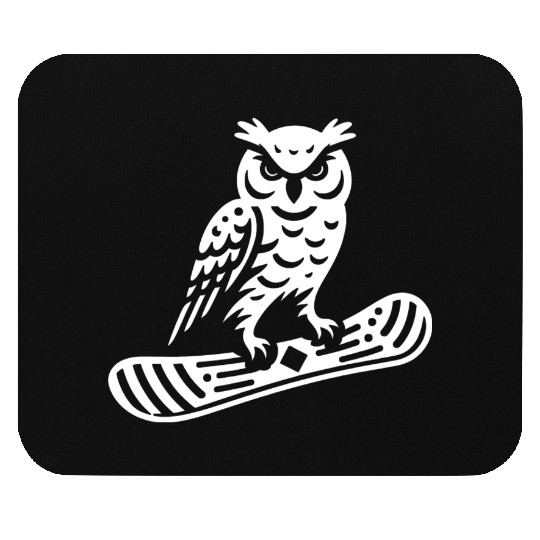 Minimalist Design: Owl Snowboarder Silhouette Mouse Pads