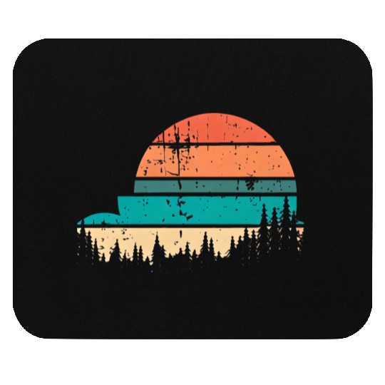 Retro Evergreen Sunset Stepped Circle Design Mouse Pads