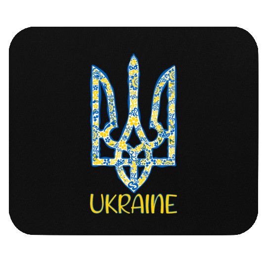 Ukraine trident in Ukrainian flag colors Mouse Pads