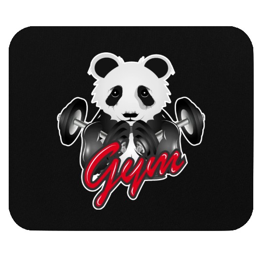 Bodybuilder panda bear with barbell in gym Mouse Pads