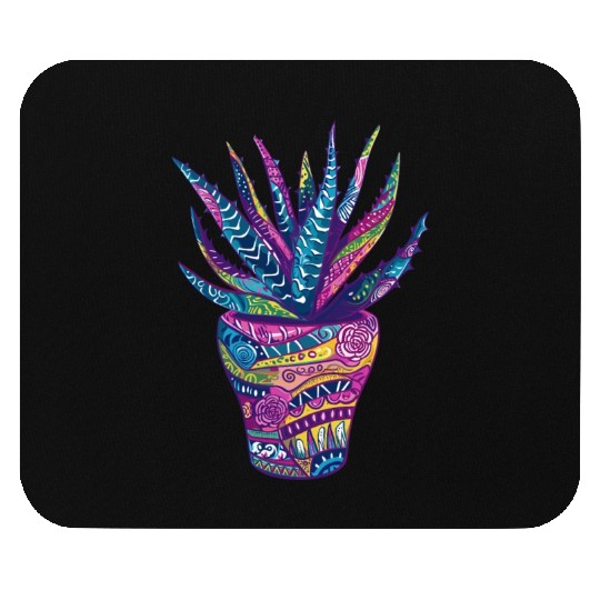 Psychedelic Aloe Vera Succulent Plant Garden Mouse Pads