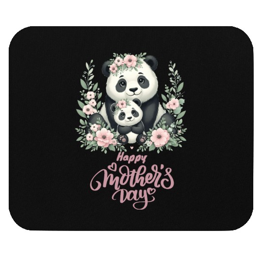 Happy Mother's Day Floral Wreath Mum Panda Mouse Pads