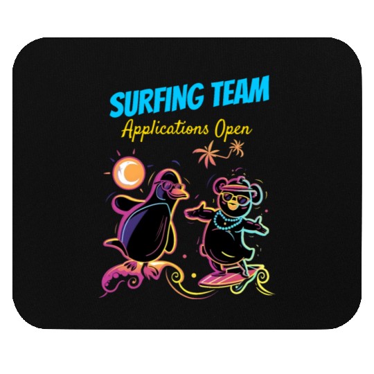 Neon Waves Squad: Join the Surfing Team Mouse Pads