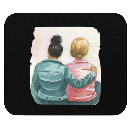 Watercolor Lesbian Couple Mouse Pads