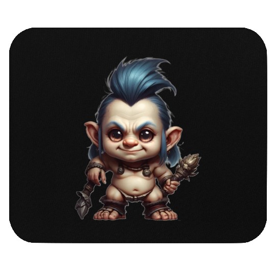 Troll boy warrior with blue hair Mouse Pads