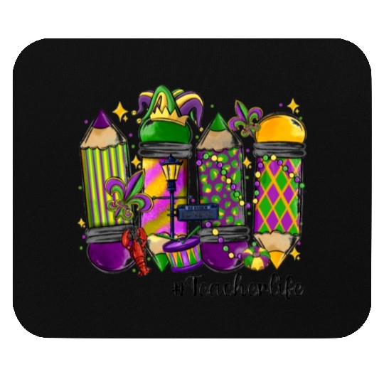 mardi gras teacher life Mouse Pads