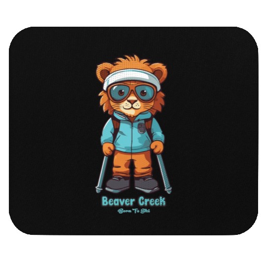 Cute Lion Skiing Beaver Creek Mouse Pads