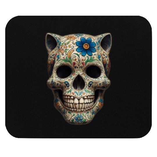 Talavera cat skull Mouse Pads