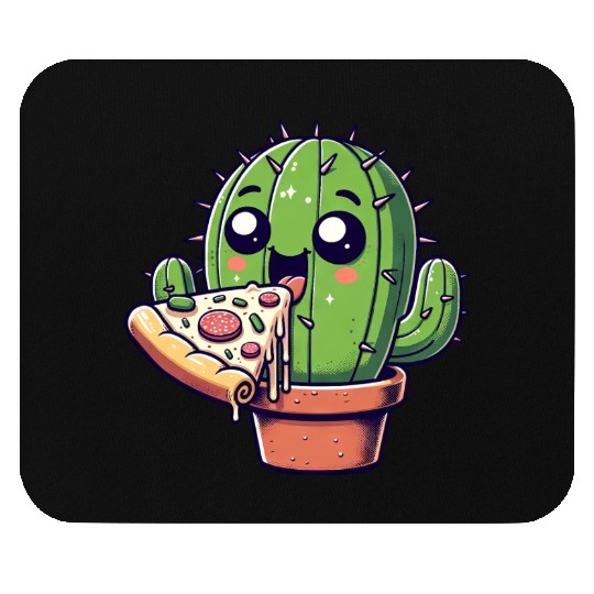 Cute Cactus Pizza Comic Mouse Pads