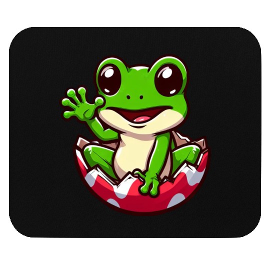Colorful Easter Egg with Hatching Frog Design Mouse Pads