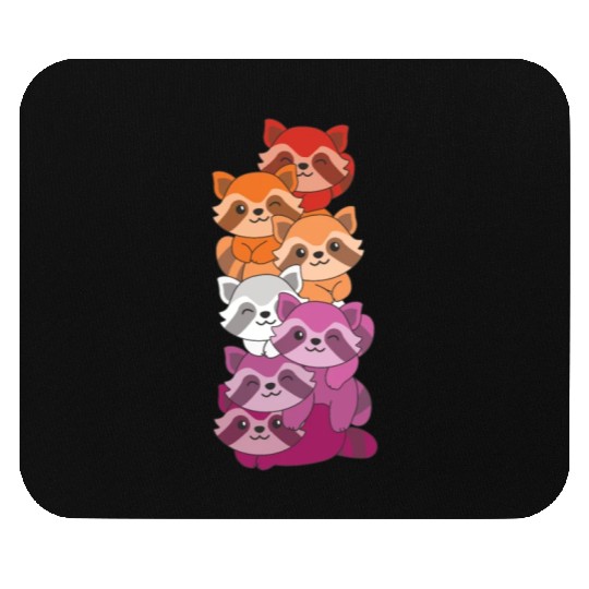 Lesbian Flag Pride Lgbtq Cute Raccoon Mouse Pads