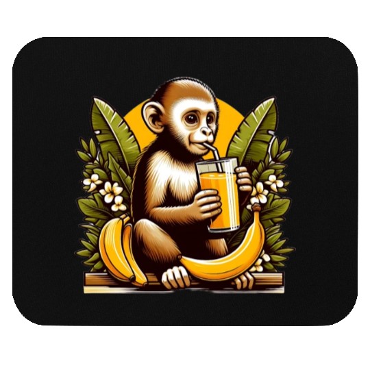 Monkey Sipping Banana Juice Mouse Pads