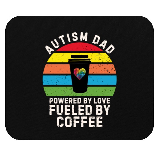 Autism dad powered by coffee sunset Mouse Pads