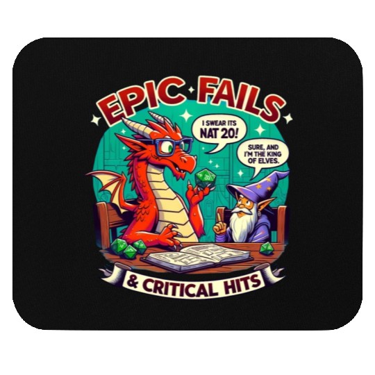 Dragon & Wizard Epic Fails D&D Pen & Paper Mouse Pads