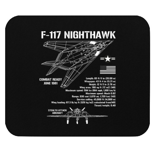 F-117 Stealth Nighthawk Specs Military Aircraft Mouse Pads