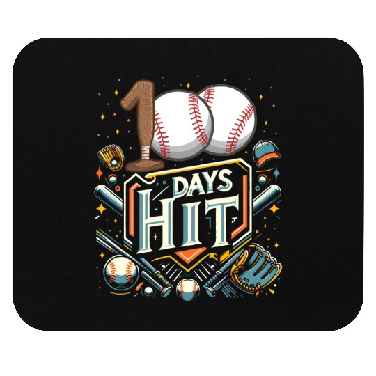School Mouse Pads, 100 Days Hit Baseball Bat And