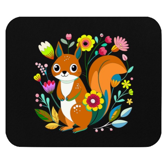 A sweet squirrel in the flowers Mouse Pads