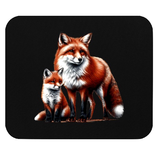 Cub and Great Red Foxes Mouse Pads