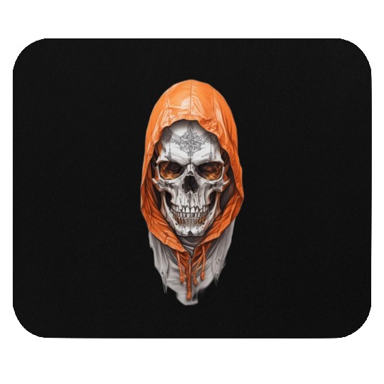 Default A skull in an orange hoodi ultra realistic Mouse Pads