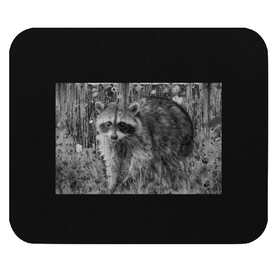 cute racoon walking through wooded forest Mouse Pads