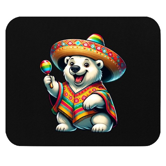 Cinco de Mayo Polar Bear: Festive Mood Mouse Pads