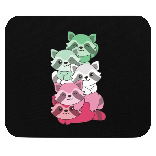 Abrosexual Flag Pride Lgbtq Cute Raccoon Mouse Pads
