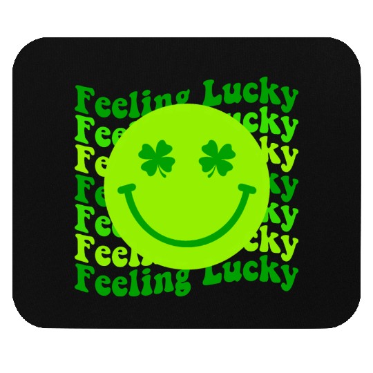 Irish Clover Feeling Lucky Smiling Face Mouse Pads